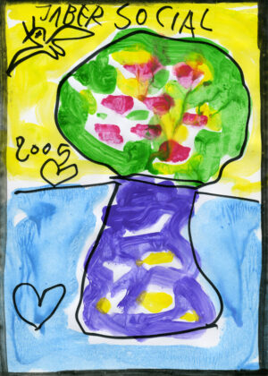 Fleurs dans un vase violet et jaune – JABER