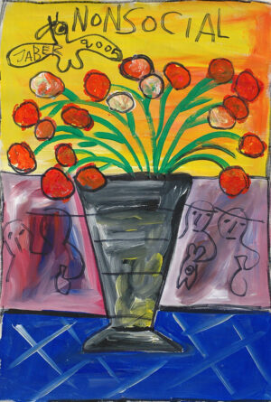 Fleurs rouges dans un vase noir – JABER