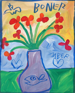Fleurs rouges (coquelicots) dans un vase violet – JABER