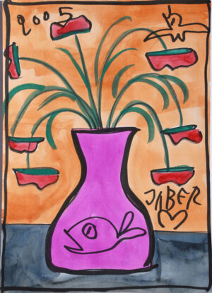 Fleurs fanées dans un vase rose – JABER