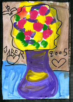 Fleurs dans un vase à tâche jaune – JABER