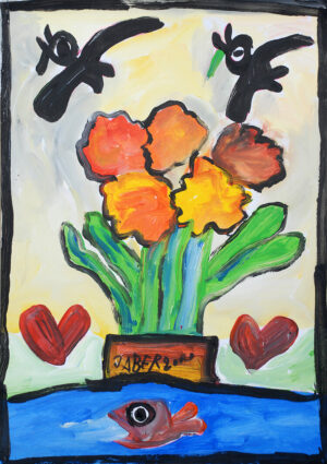 Fleurs oranges dans un vase orange – JABER