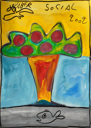 Fleurs rondes dans un vase jaune – JABER